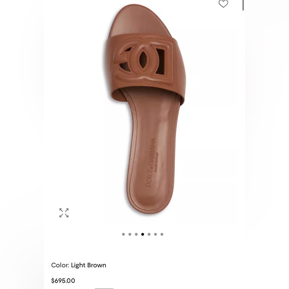 Dolce & Gabbana Tan Leather Logo Slide Mule